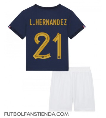 Francia Lucas Hernandez #21 Primera Equipación Niños Mundial 2022 Manga Corta (+ Pantalones cortos)